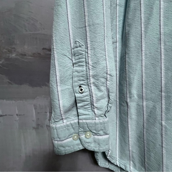 TOMMY HILFIGER Long Sleeve Oxford Stripe Shirt Men's XL Aqua Button-Down COASTAL - Picture 11 of 14